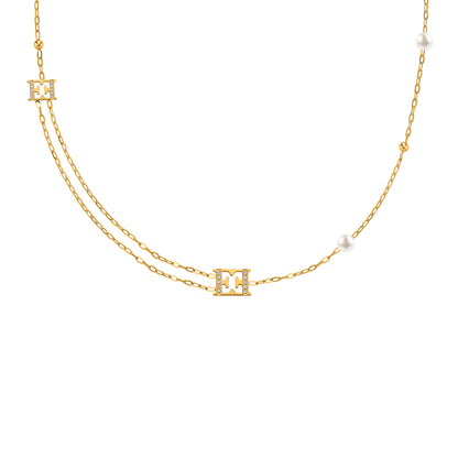 ESCADA FLORENCE GP BEADS LOGO AND PEARLS L NECKLACE