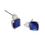 Buckley London Sapphire Cushion Double Drop Earrings Rhodium