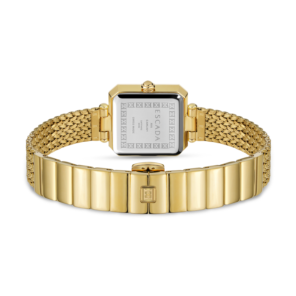 Escada Women's Malachite Dial Watch Gold Plated Mesh Bracelet