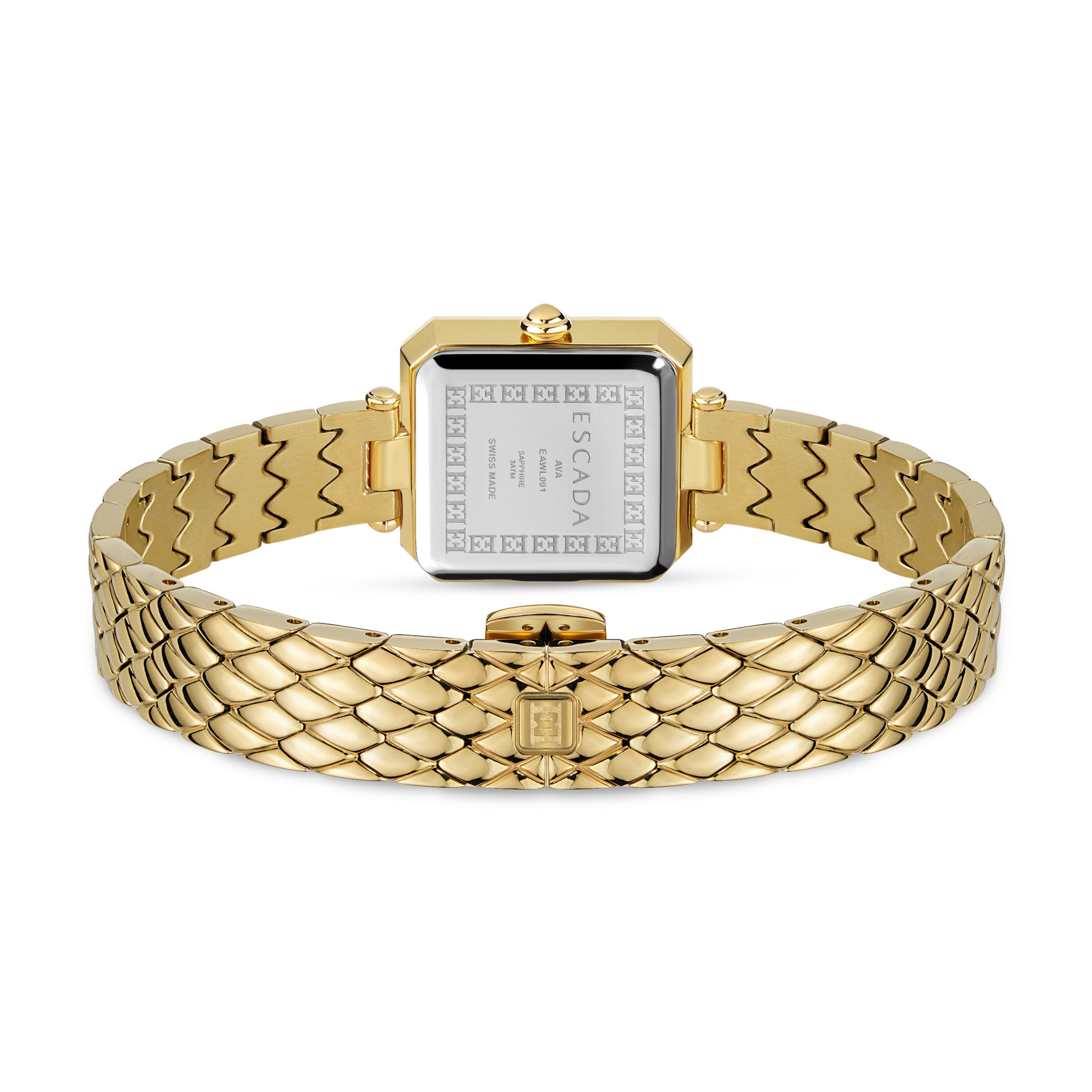 Escada Ava 22mm Women's Swiss Made Gold-Tone Watch with White Mother of Pearl Diamond Dial