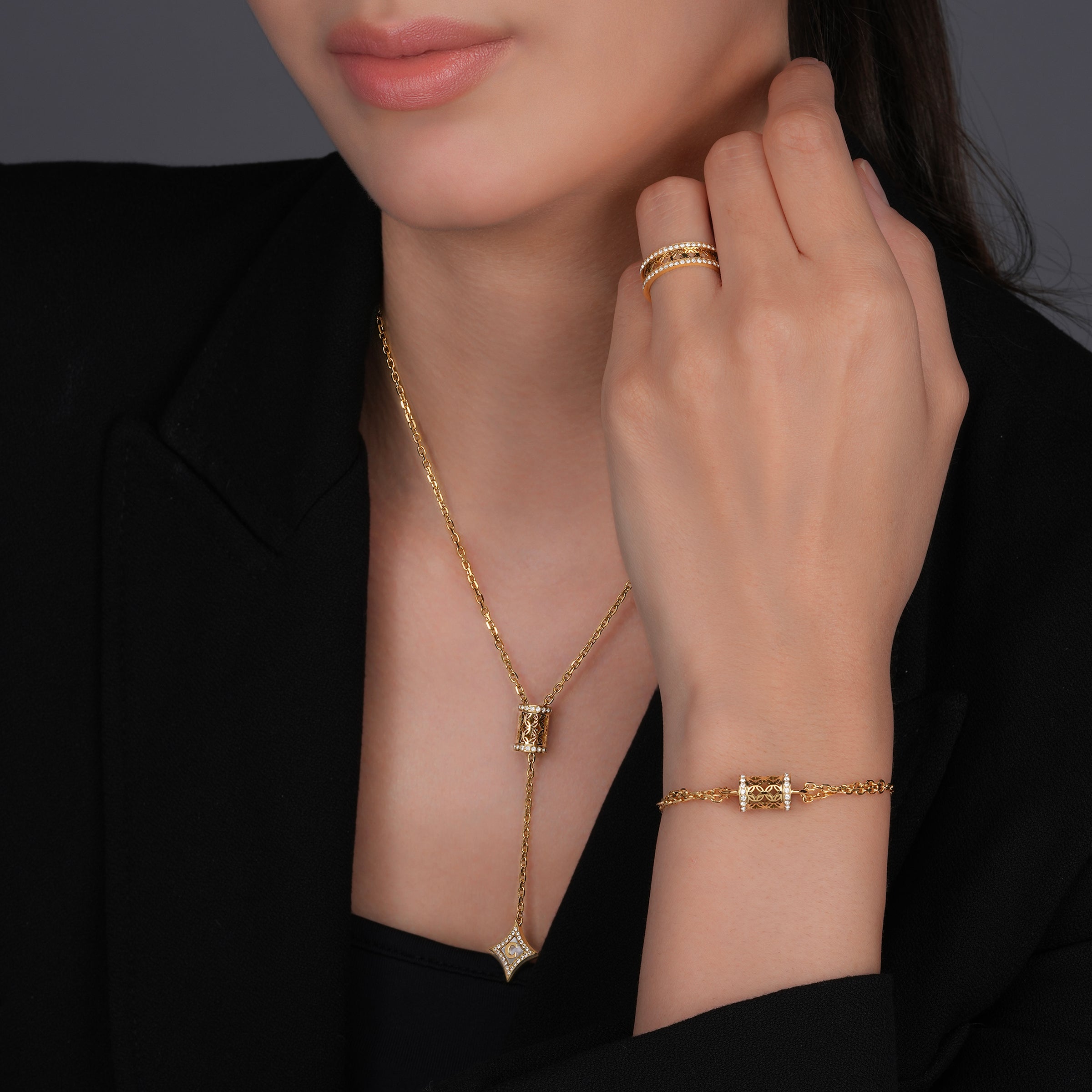 Cerruti Elettra Gold Plated Bracelet with Center Cut-Out Motif