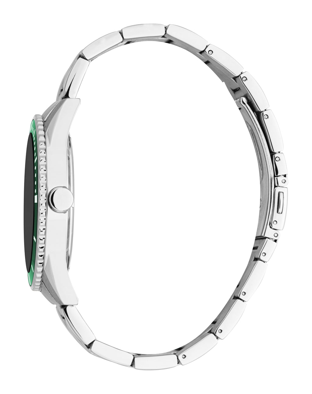 Esprit Men's Black Dial Silver-Tone & Green Bezel Watch