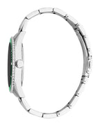 Esprit Men's Black Dial Silver-Tone & Green Bezel Watch