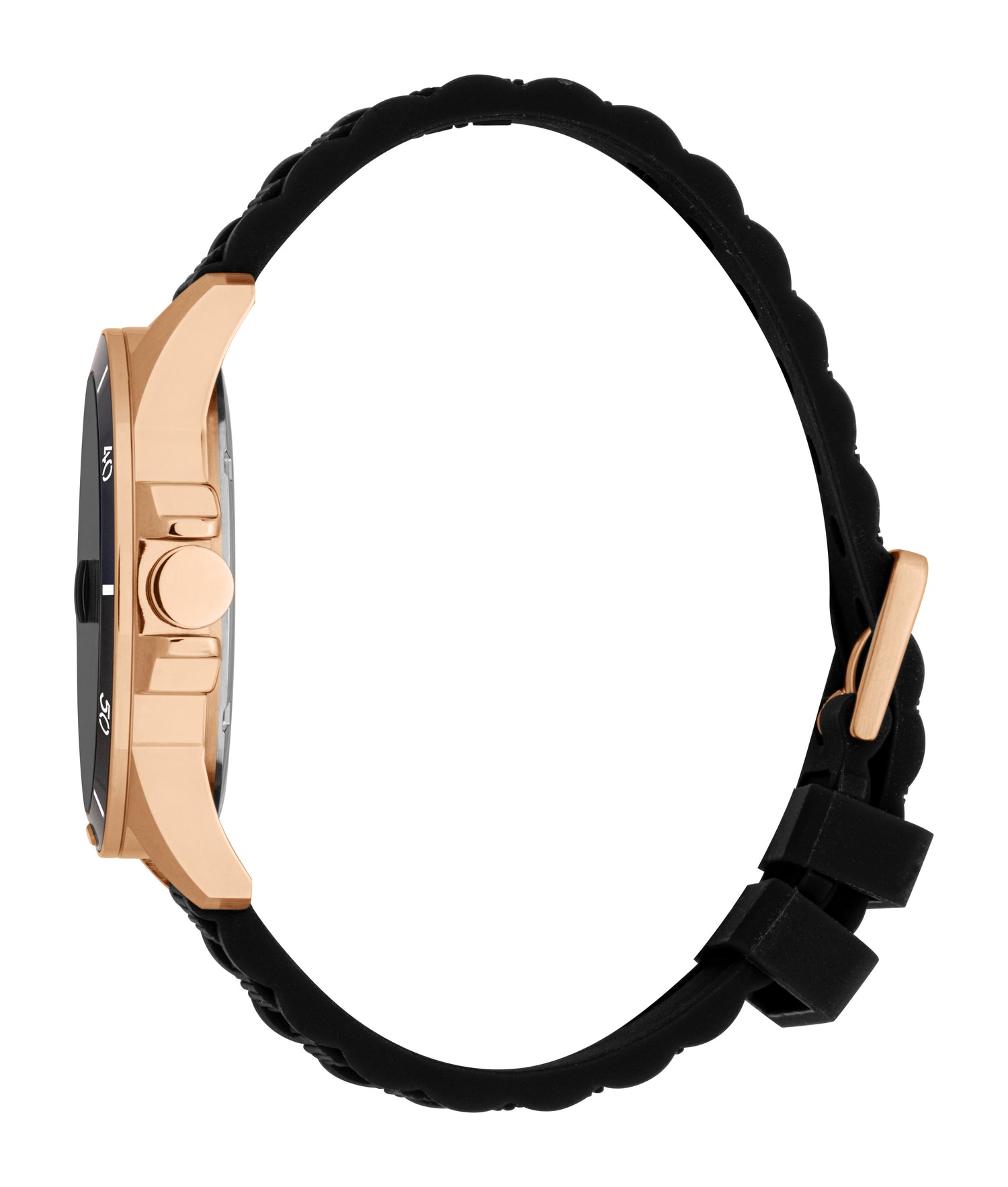 Esprit Men's Rose Gold-Tone & Black Silicone Strap Watch Esprit Men's Rose Gold-Tone & Black Silicone Strap Watch