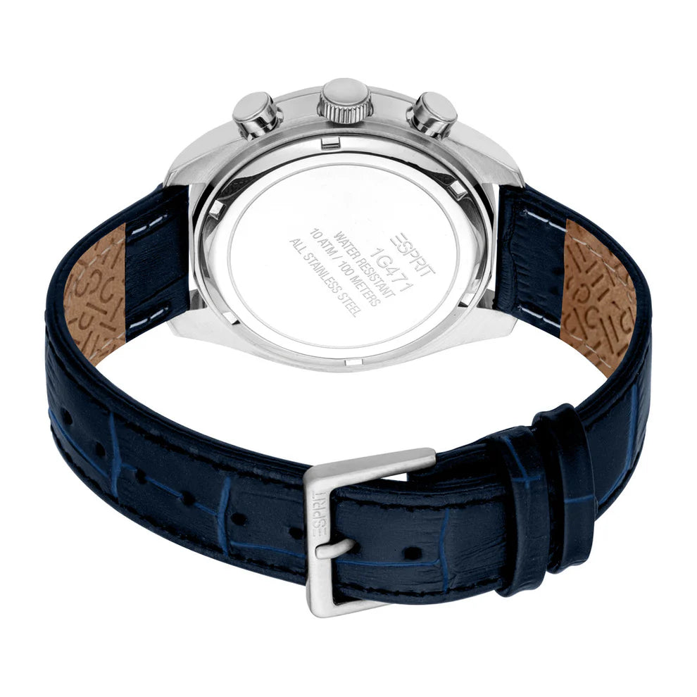 Esprit Porter Gents Chronograph blue Dial Blue Leather Strap Watch Esprit Porter Gents Chronograph blue Dial Blue Leather Strap Watch