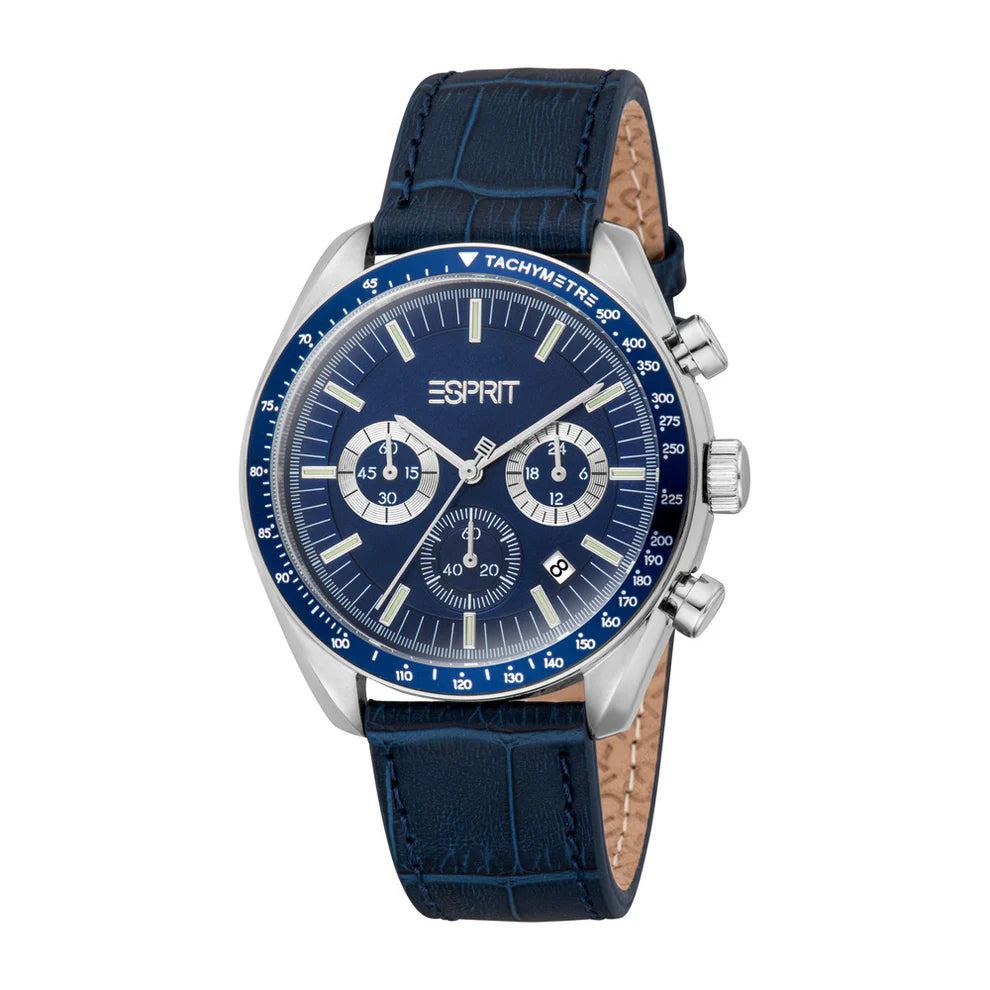 Esprit Porter Gents Chronograph blue Dial Blue Leather Strap Watch Esprit Porter Gents Chronograph blue Dial Blue Leather Strap Watch