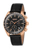 Esprit Men's Black Dial Rose Gold-Tone Chronograph Watch with Black Leather Strap