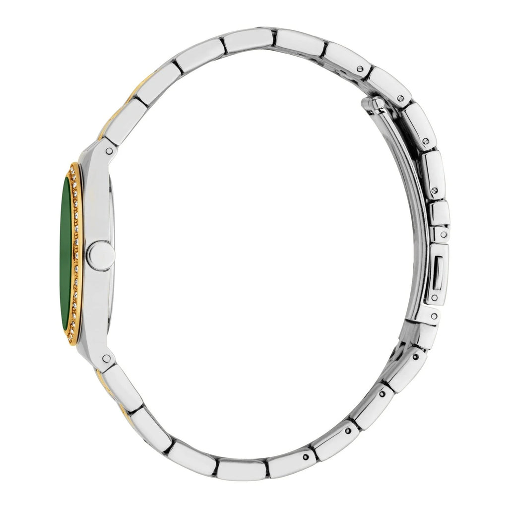 Esprit ladies Green Dial Two-Tone Stainless Steel Watch with Crystal-Accented Bezel