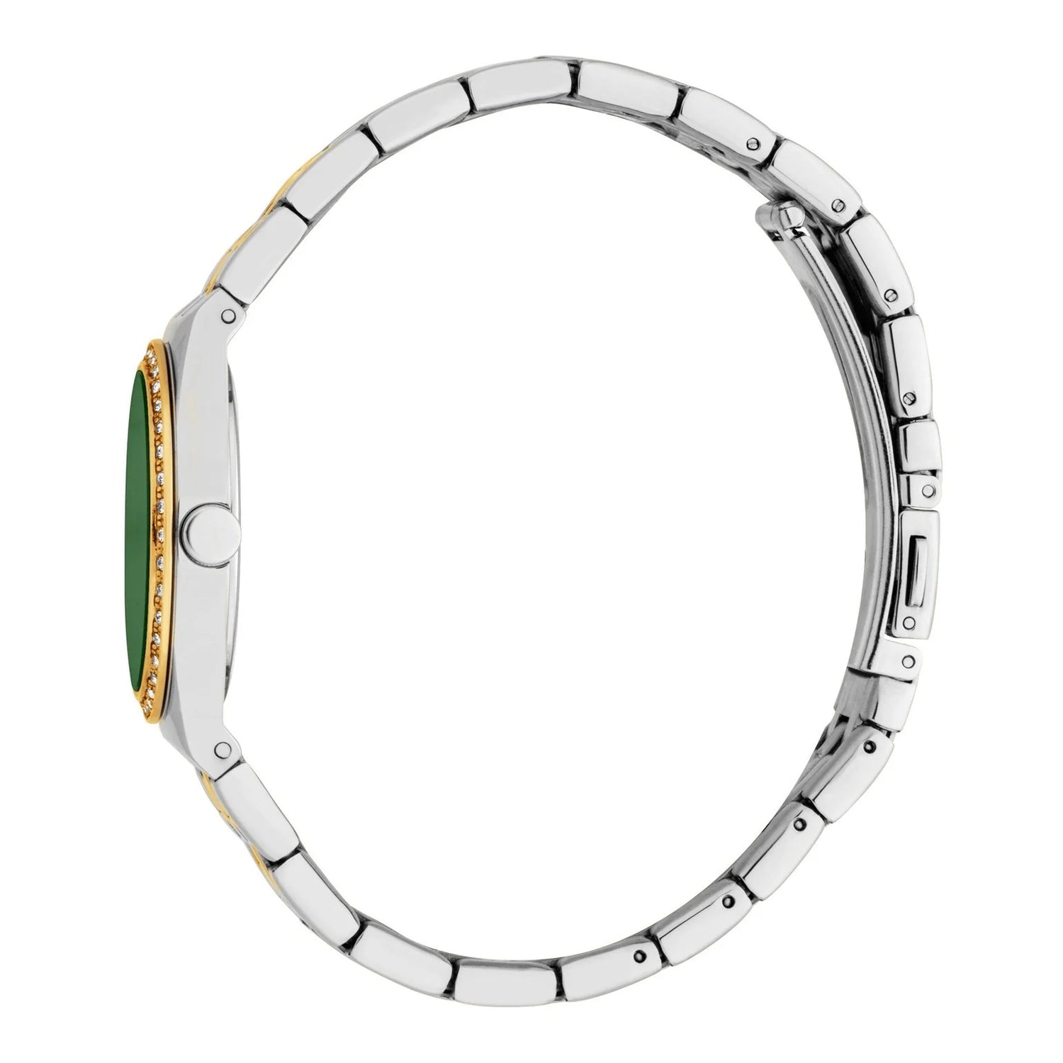 Esprit ladies Green Dial Two-Tone Stainless Steel Watch with Crystal-Accented Bezel