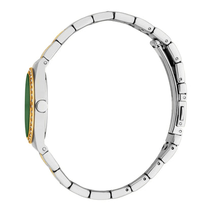 Esprit ladies Green Dial Two-Tone Stainless Steel Watch with Crystal-Accented Bezel