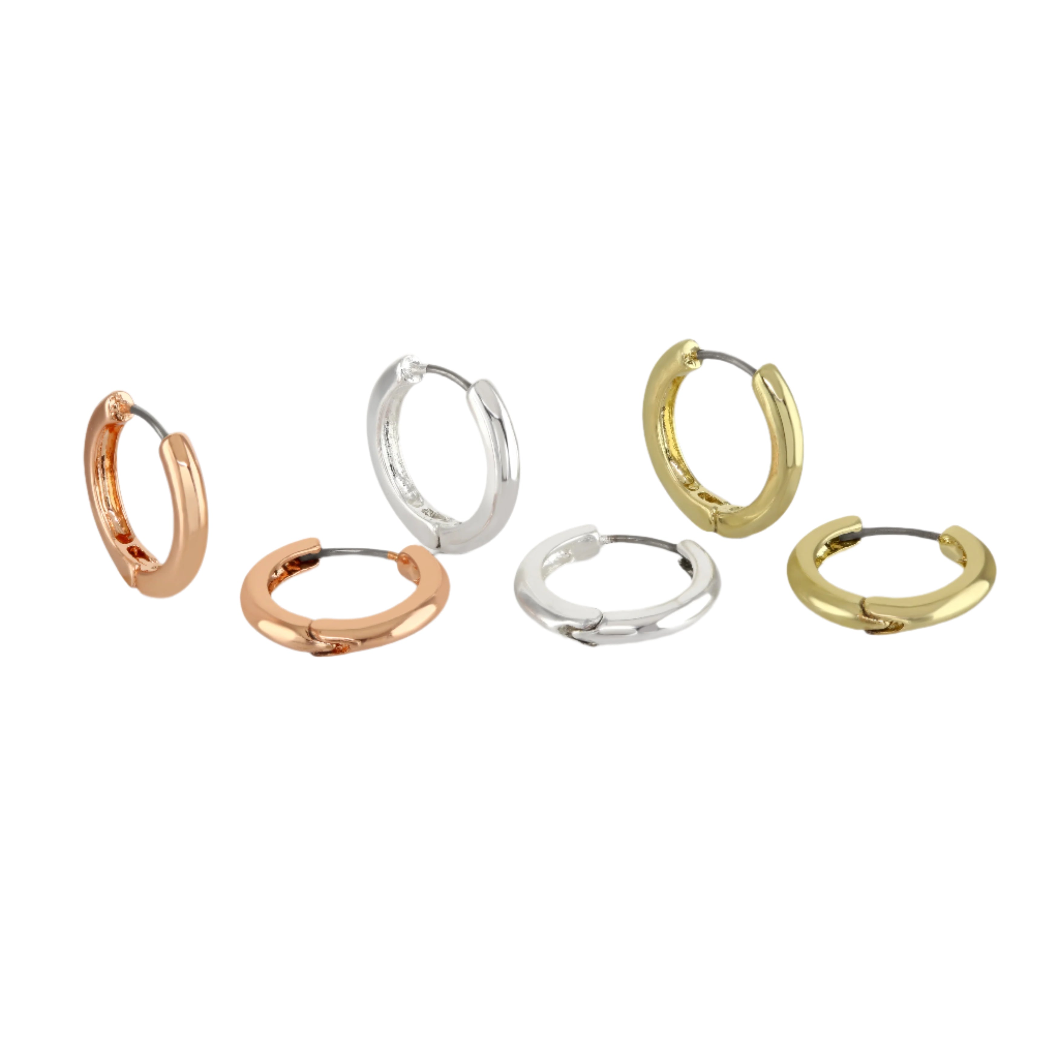 Buckley London Silver/Gold/RoseGold Set Of 3 Hoop Earrings Imitation Gold / Rose Gold / 1mic Silver Plating O/S SS24