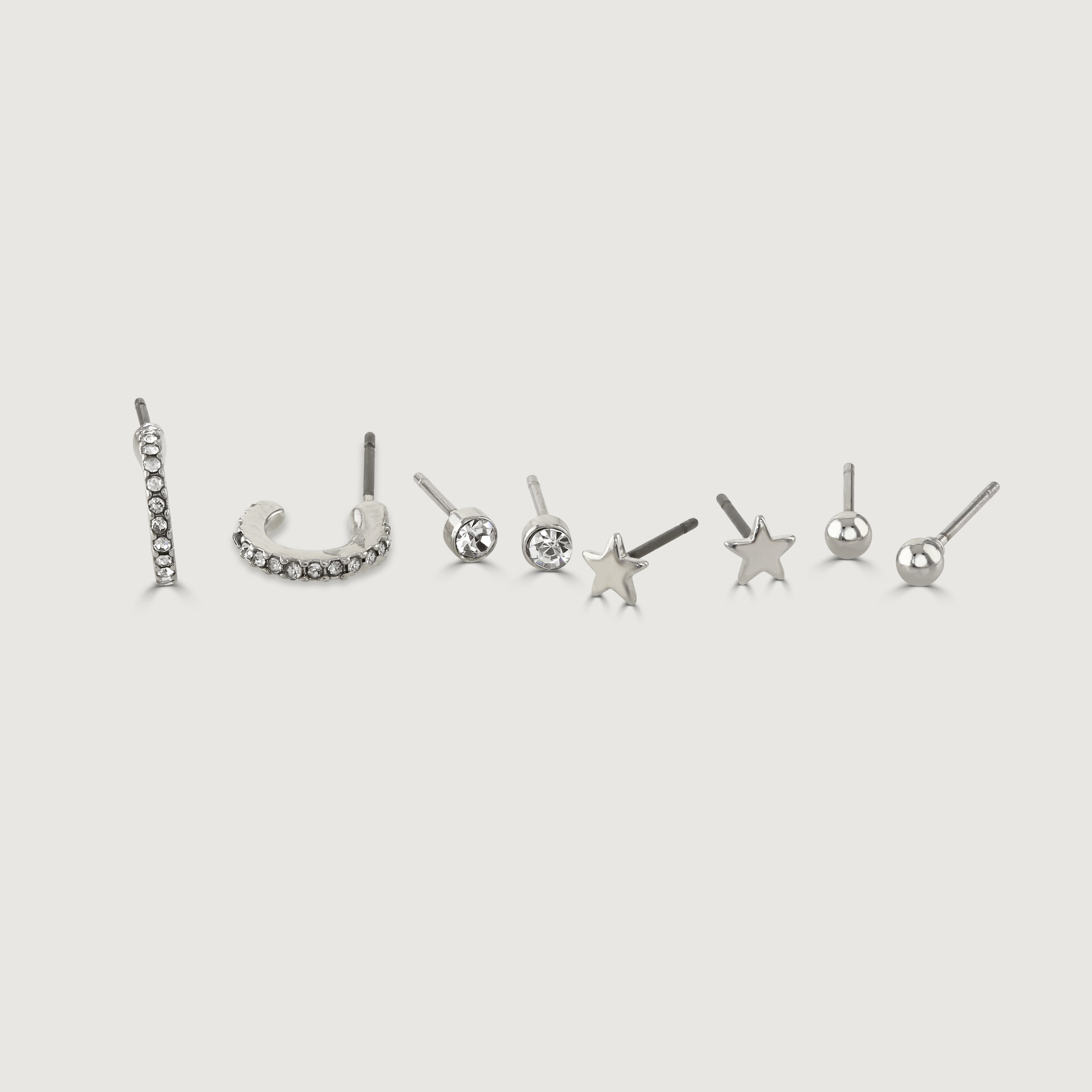 Buckley London Set Of 4 Imitation Rhodium EarringsImitation Rhodium