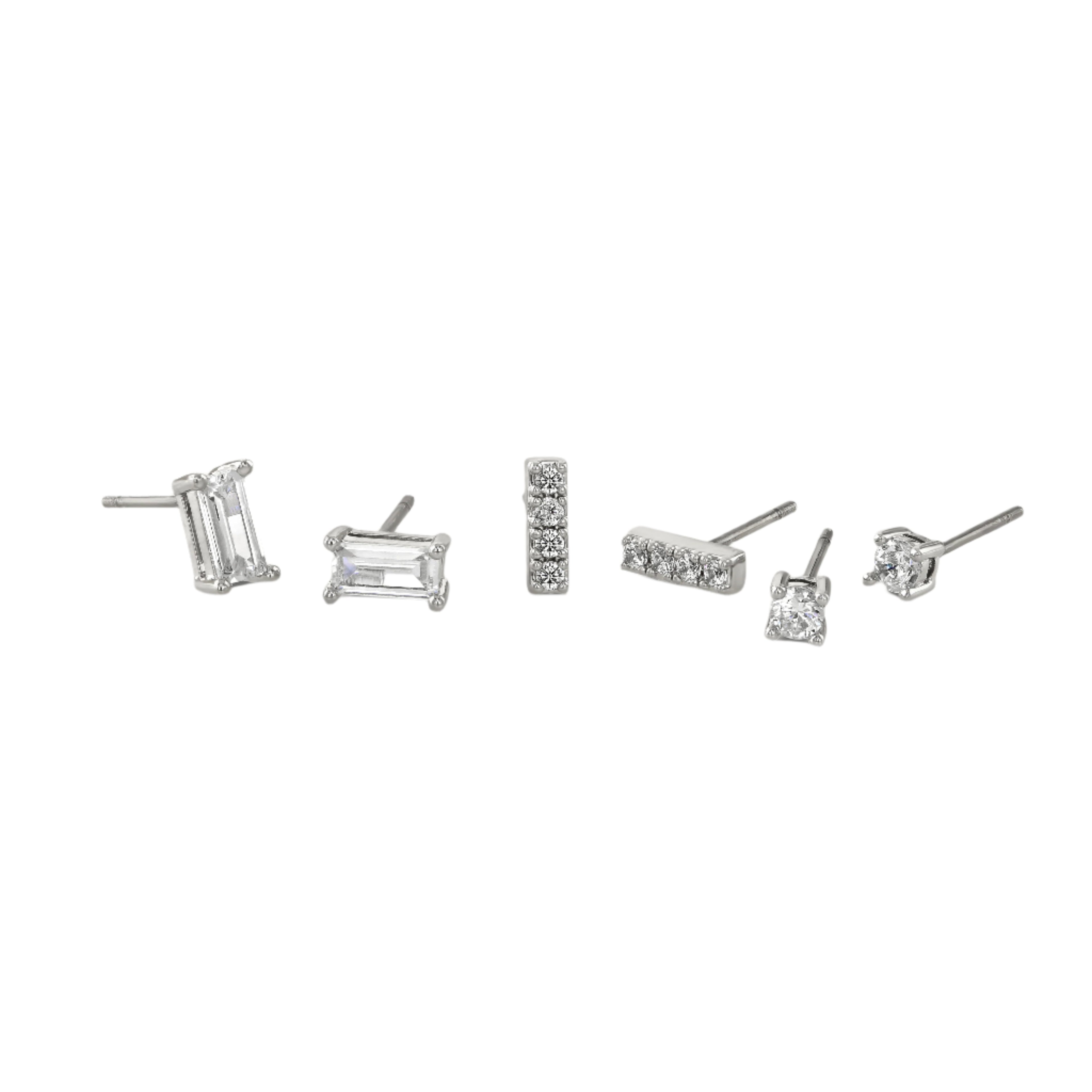 Buckley London Set Of 3 Crystal Earring Imitation Rhodium Plate