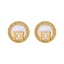 Escada Hannah women's gold-tone round earrings with mother-of-pearl centers, clear crystal accents and signature logo