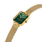 Escada women's malachite dial watch gold plated mesh bracelet square luxury timepiece Paris Gallery Qatar Exclusive Online
