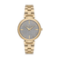 FREELOOK women's gold-tone stainless steel watch featuring a cool grey textured dial and crystal hour markers