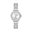 FREELOOK women's silver-tone stainless steel watch featuring a silver dial, crystal hour markers, and a crystal-set bezel.