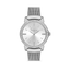 FREELOOK women's silver mesh bracelet watch with crystal bezel, crystal accents, and silver dial