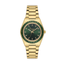 Freelook women's watch featuring a dark green dial and gold-tone stainless steel bracelet
