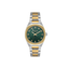 Freelook dark green dial two-tone stainless steel wristwatch with elegant bracelet design