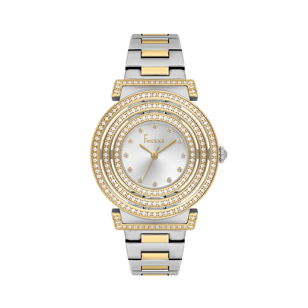 Freelook women's watch with silver dial and stainless steel bracelet