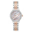 Front studio photography of the Police Caselight watch PEWLG2240802, showcasing its silver round IPS case, shimmering double-row crystal bezel, pink mother of pearl dial with crystal indices, and matching two-tone bracelet.