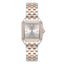 Front studio layout of the Police Caselight women's watch PEWLG2240904, displaying its square stainless steel case, rose gold-plated crystal bezel, silver sunray dial, and matching two-tone link bracelet.