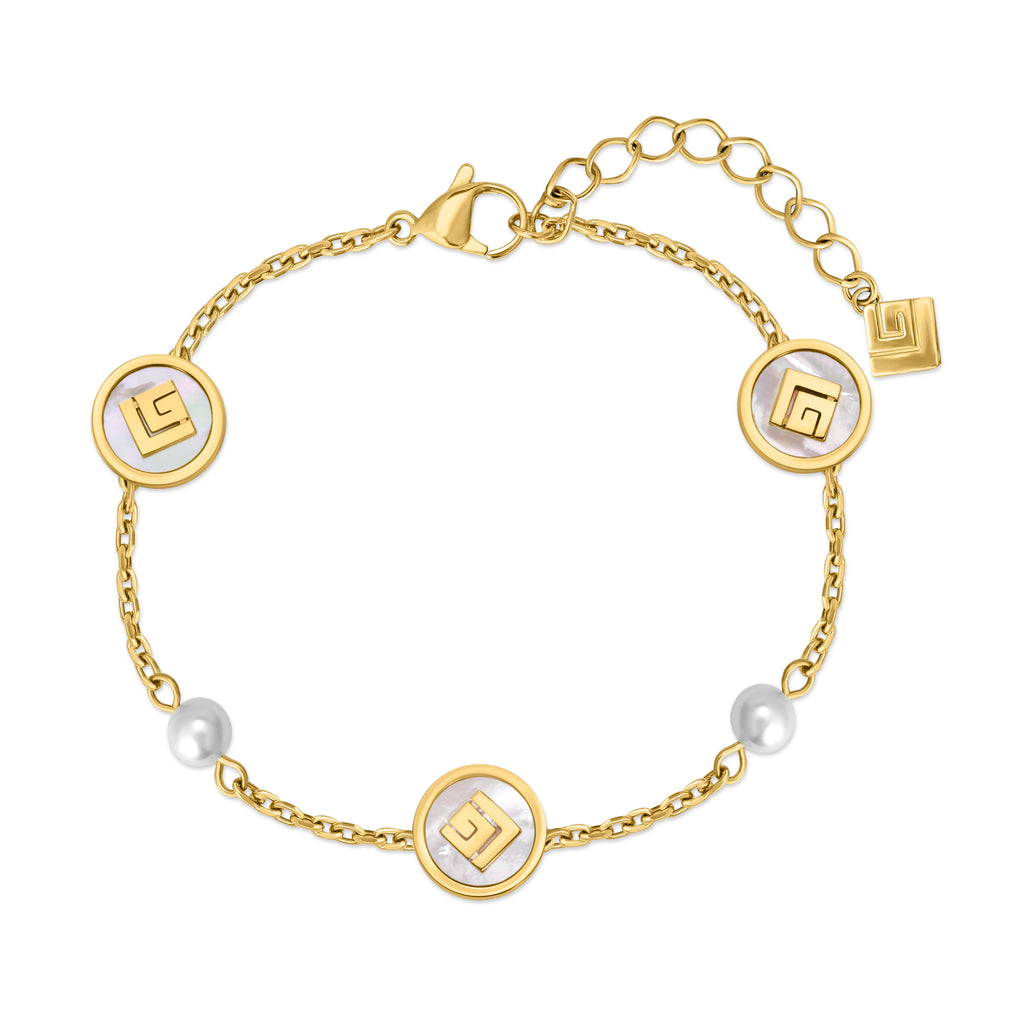 Guy Laroche Gisèle Gold-Plated Bracelet with Mother of Pearl & Pearls