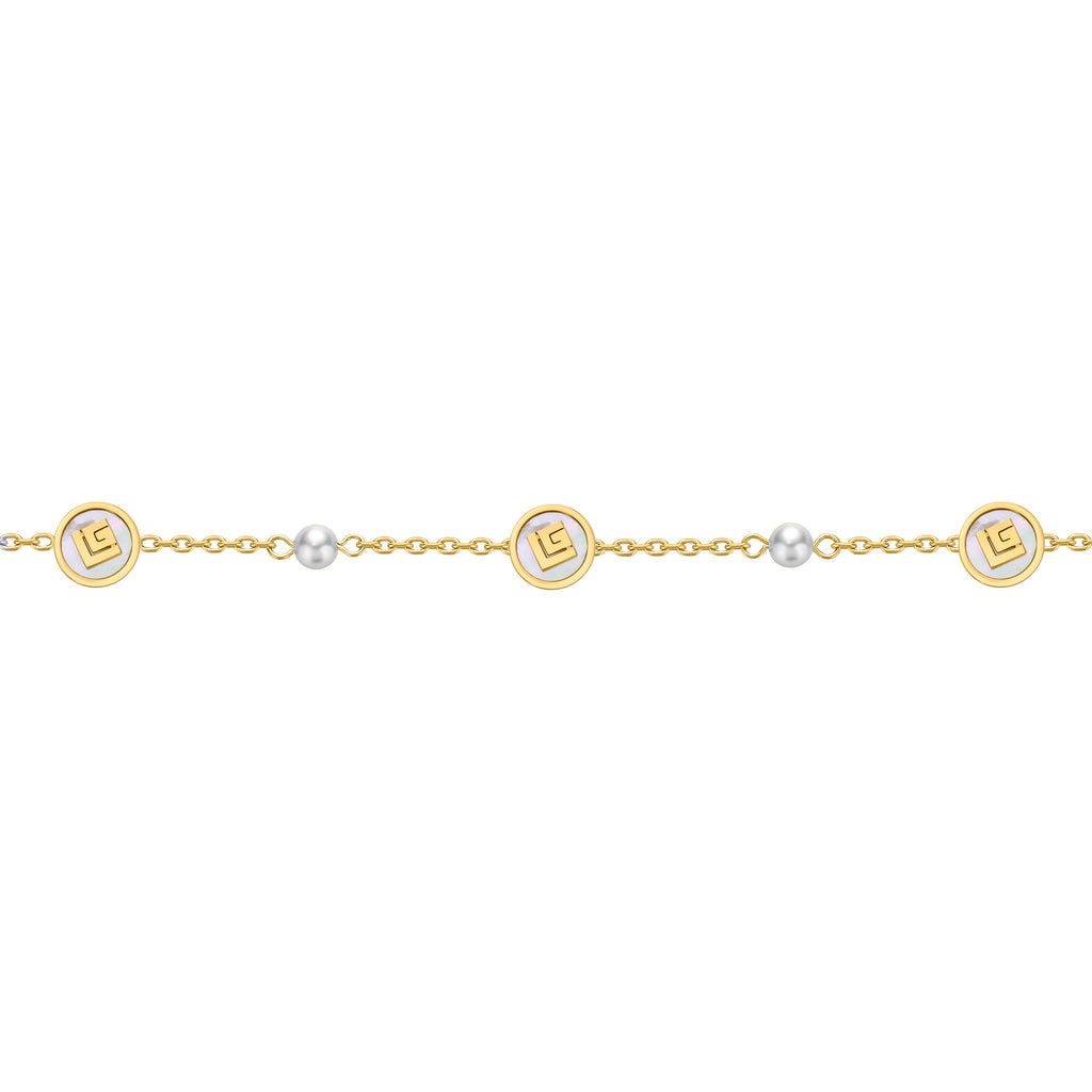 Guy Laroche Gisèle Gold-Plated Bracelet with Mother of Pearl & Pearls