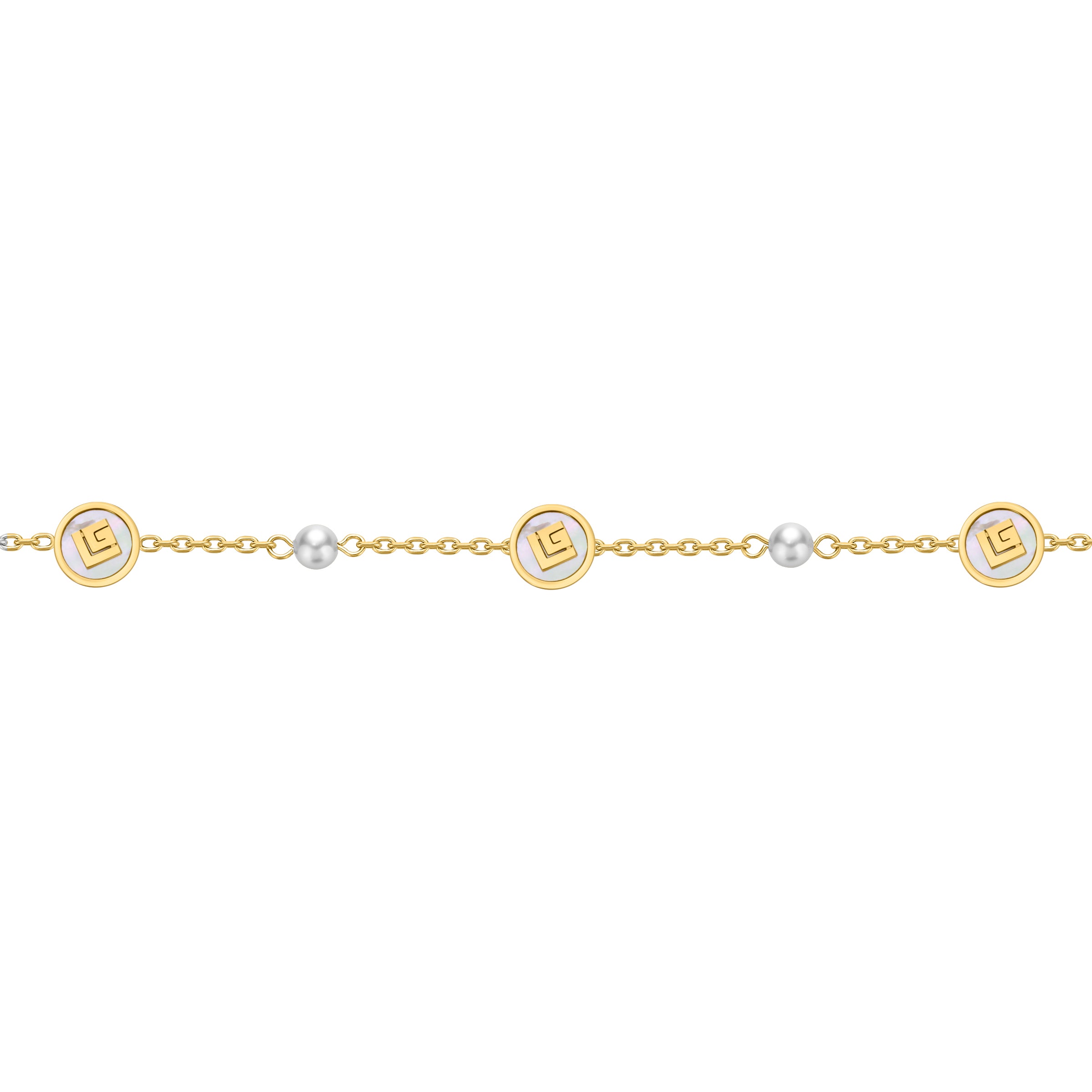 Guy Laroche Gisèle Gold-Plated Bracelet with Mother of Pearl & Pearls