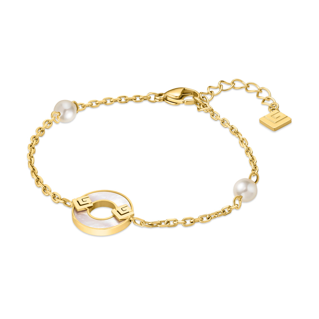 Guy Laroche Victoria Mother of Pearl Ring Bracelet with Logo & Pearls