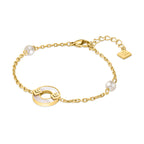 Guy Laroche Victoria Mother of Pearl Ring Bracelet with Logo & Pearls