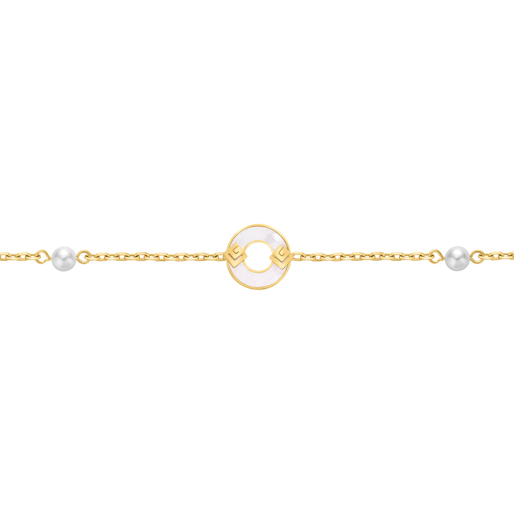Guy Laroche Victoria Mother of Pearl Ring Bracelet with Logo & Pearls