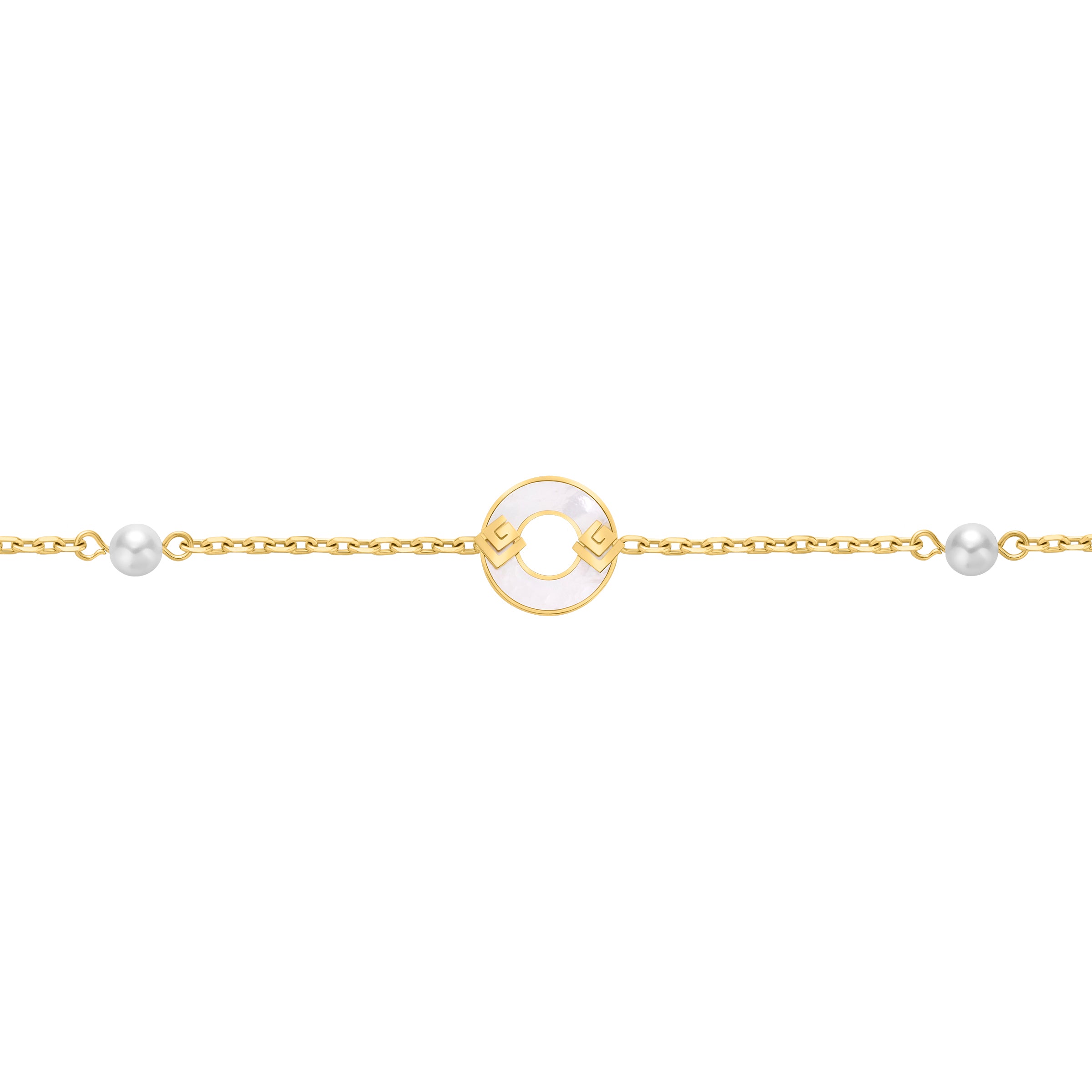 Guy Laroche Victoria Mother of Pearl Ring Bracelet with Logo & Pearls