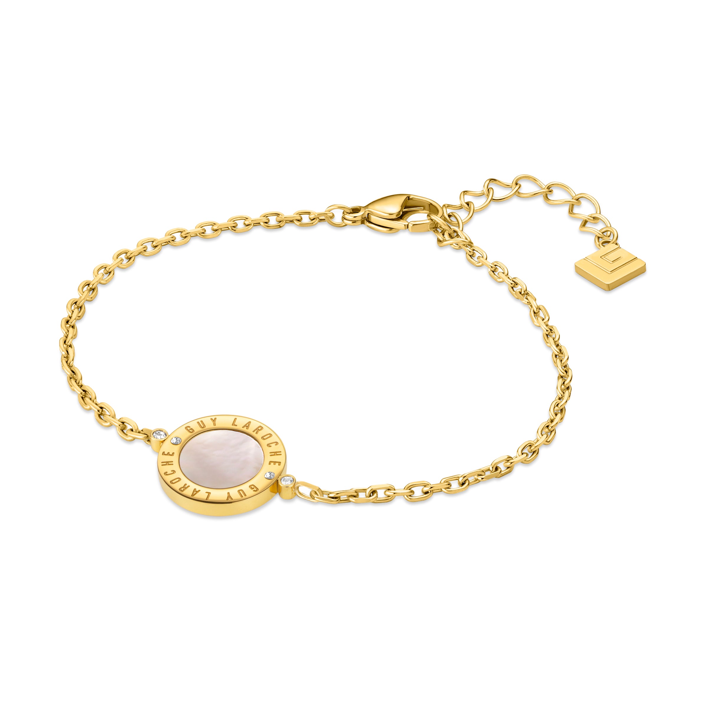 Guy Laroche Olivia Gold-Plated Bracelet with Mother of Pearl & Crystals