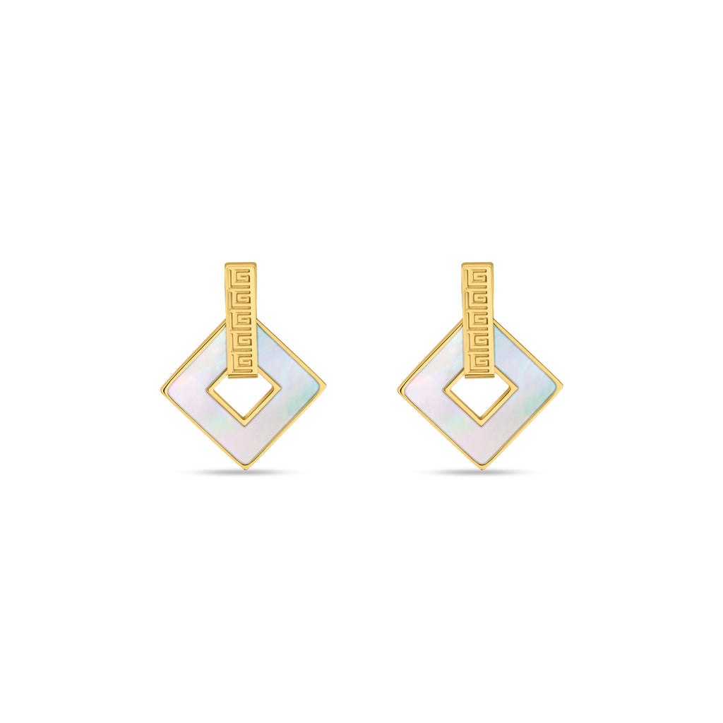 Guy Laroche Coralie Square Earrings with Mother of Pearl