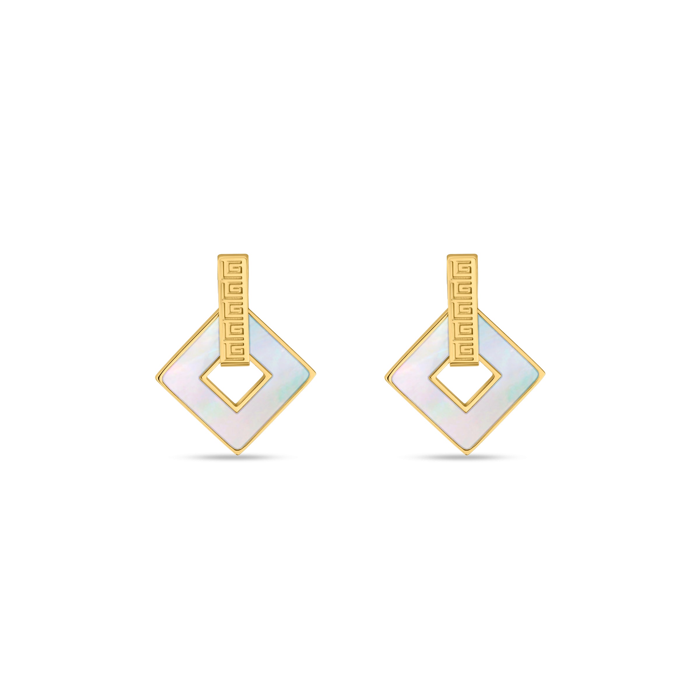 Guy Laroche Coralie Square Earrings with Mother of Pearl