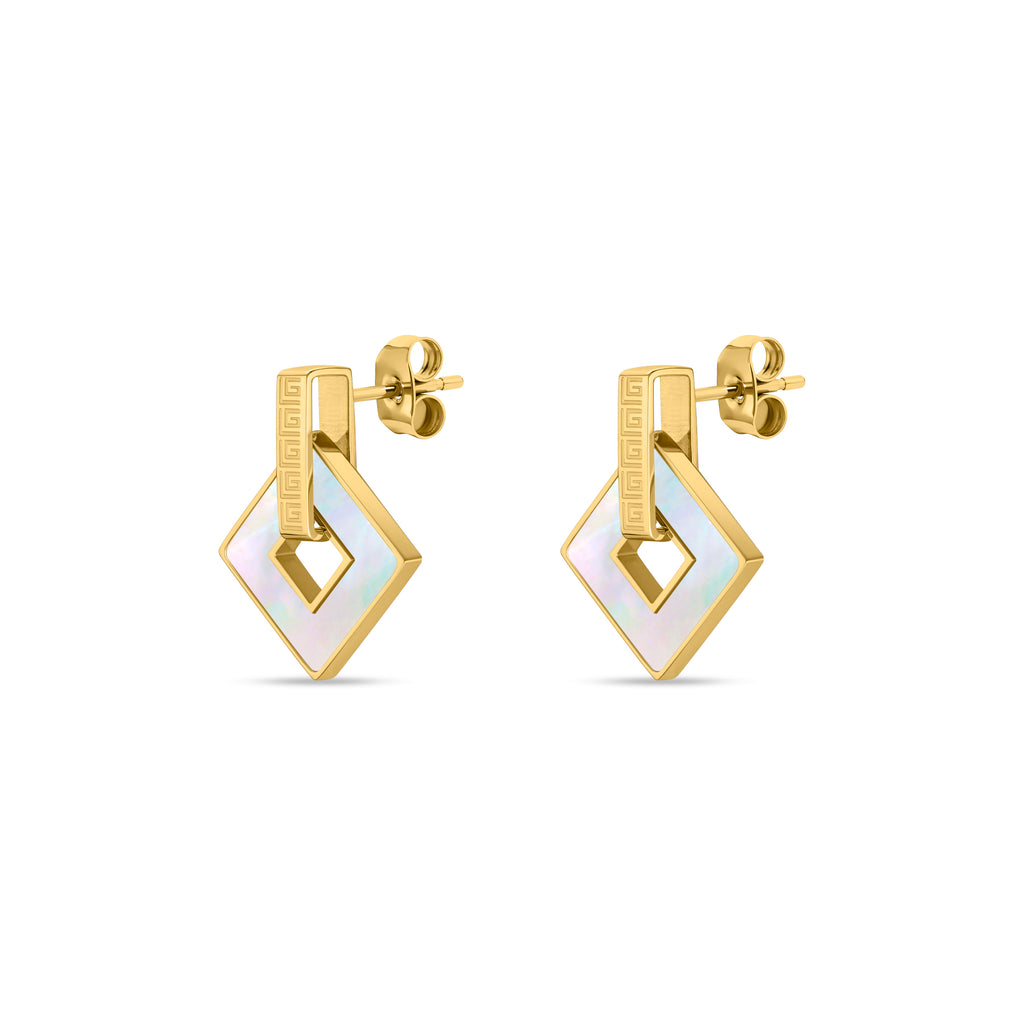 Guy Laroche Coralie Square Earrings with Mother of Pearl