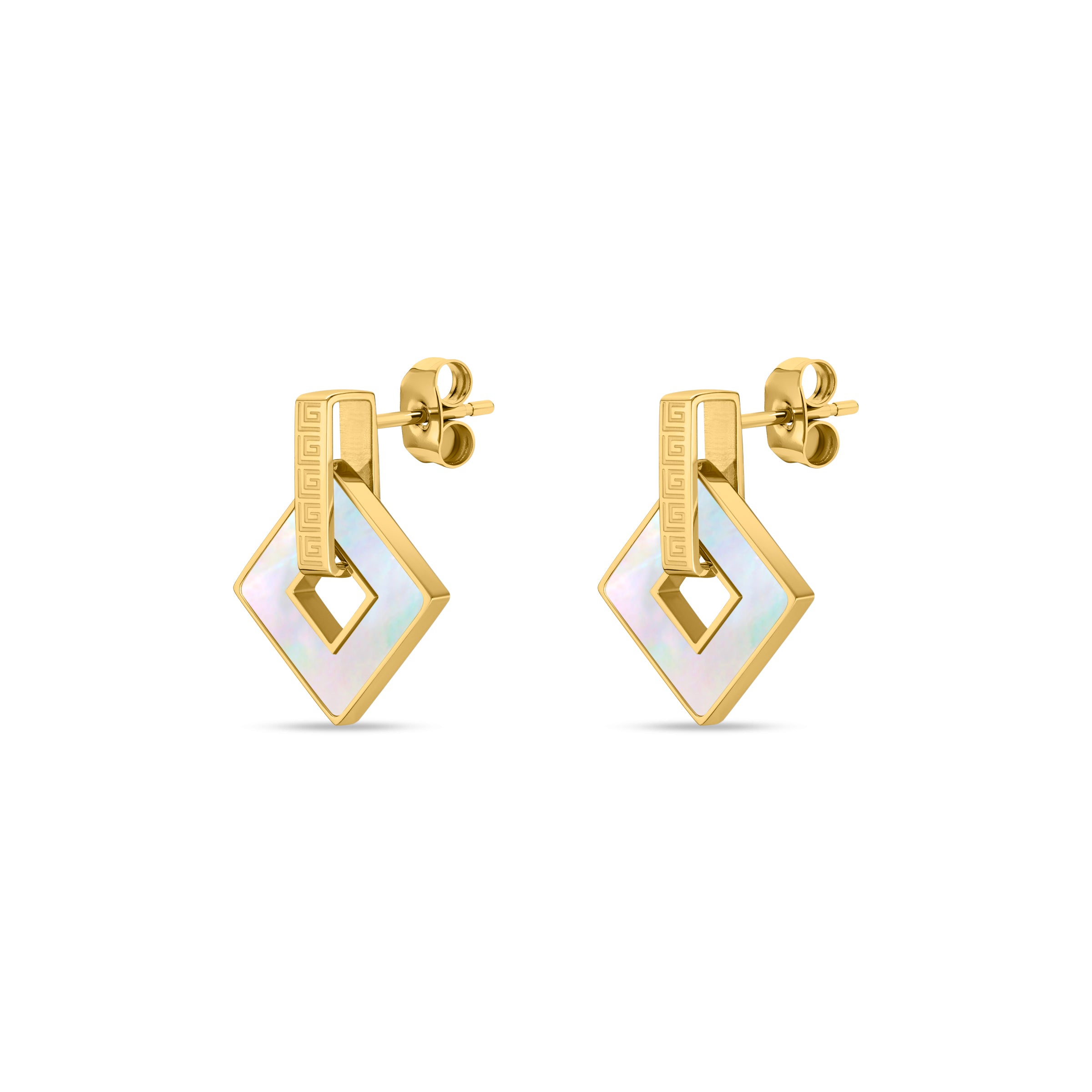 Guy Laroche Coralie Square Earrings with Mother of Pearl