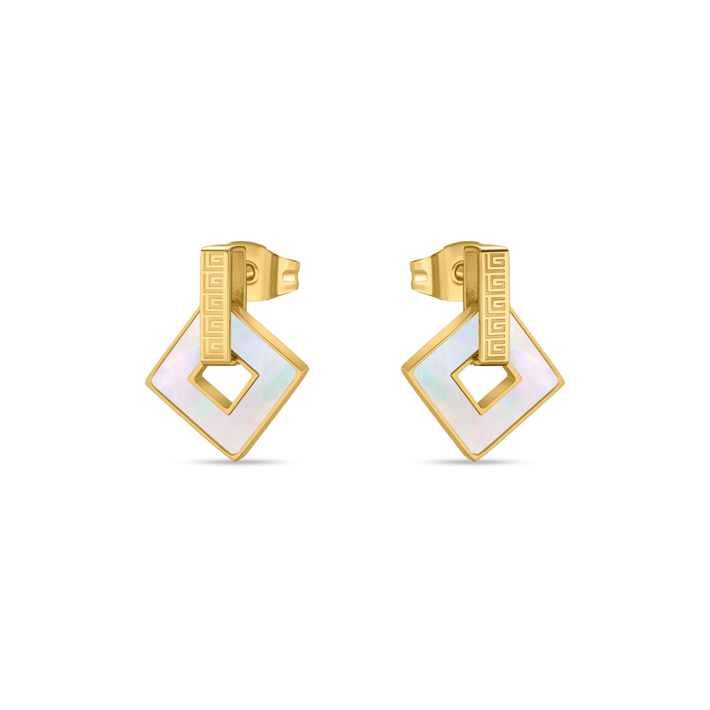 Guy Laroche Coralie Square Earrings with Mother of Pearl