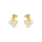 Guy Laroche Coralie Square Earrings with Mother of Pearl