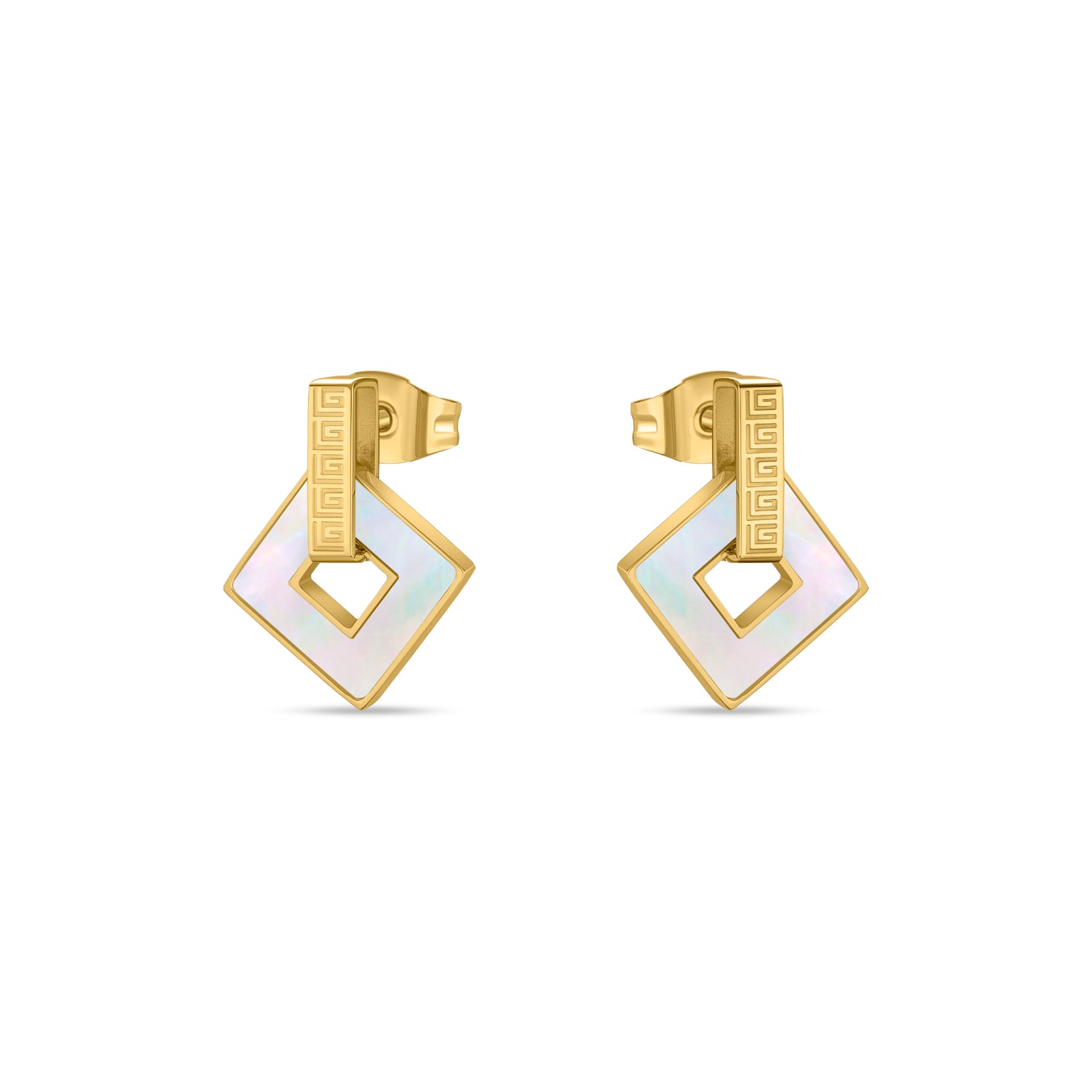 Guy Laroche Coralie Square Earrings with Mother of Pearl