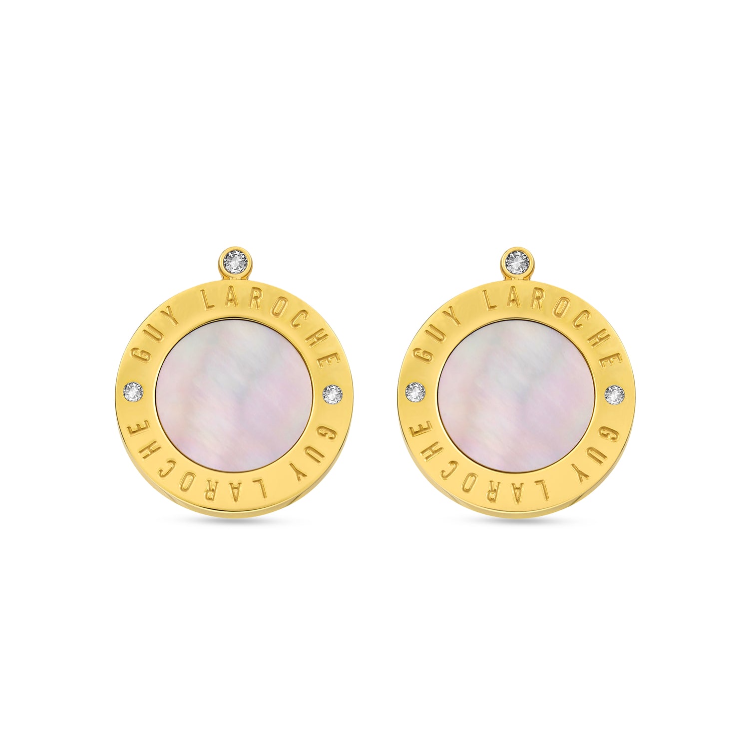 Guy Laroche Olivia Gold-Plated Earrings with Mother of Pearl & Crystals