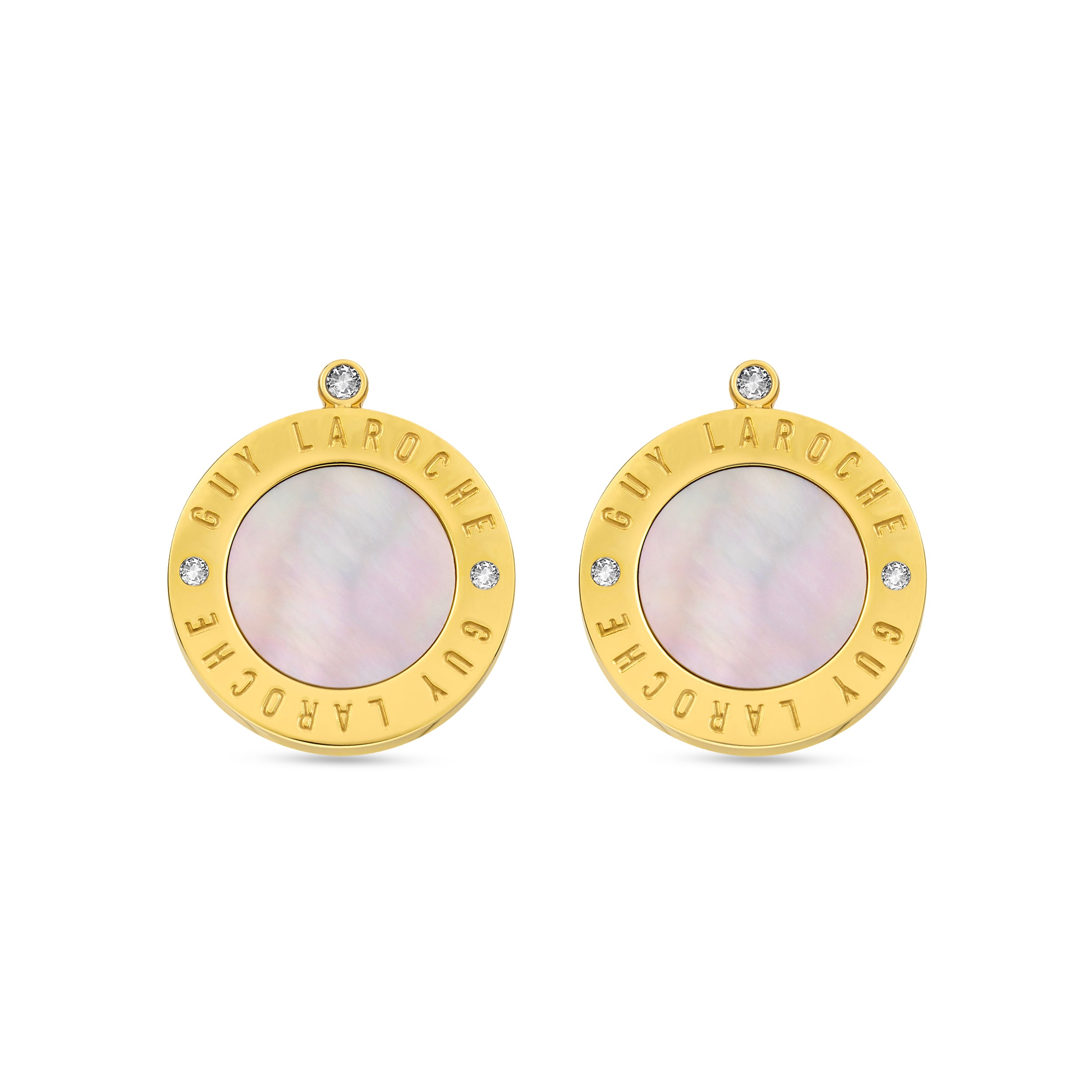 Guy Laroche Olivia Gold-Plated Earrings with Mother of Pearl & Crystals