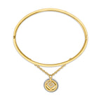 Guy Laroche Camille Stainless Steel Gold-Plated Bangle with CBL & Crystals