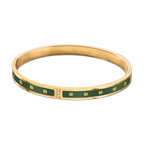 Guy Laroche Grace Ladies Gold Plated Bangle With Green Enamel & Crystals