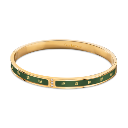 Guy Laroche Grace Ladies Gold Bangle مع مينا وبلورات أخضر