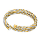 Guy Laroche Victoria Double Wrap Stainless Steel Gold-Plated Bangle with Crystals