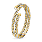 Guy Laroche Victoria Double Wrap Stainless Steel Gold-Plated Bangle with Crystals