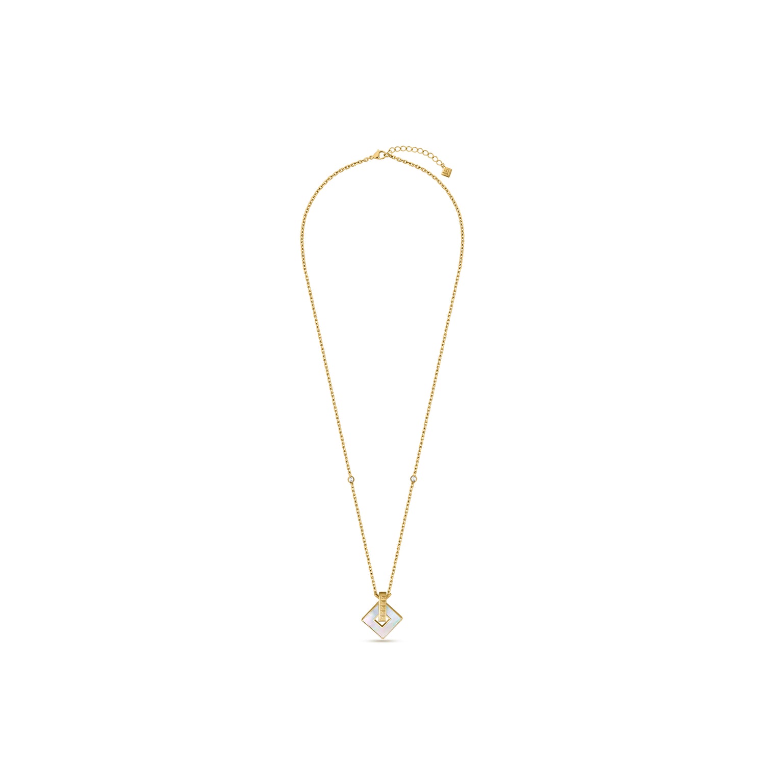 Guy Laroche Coralie Square Gold-Plated Necklace with Mother of Pearl